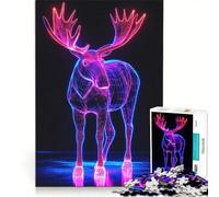 Puzzle per adulti da 1000 pezzi con alce al neon a struttura reticolare giochi rilassanti ideale per passare il tempo durante le vacanze un regalo perfetto per gli appassionati di videogiochi 50x75cm
