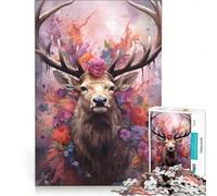 Puzzle per adulti da 1000 pezzi con alce, la bellezza reale, giochi rilassanti, difficile, lista dei desideri con Babbo Natale 50x75cm