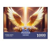 Puzzle per adulti da 1000 pezzi con ali d'angelo: giochi educativi con ali sopra un bacino di fiori luminosi, adatti alla decompressione, 70x50 cm/1000 pezzi