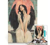 Puzzle per adulti da 1000 pezzi con ali d'angelo nere, gioco pratico, ideale per passare il tempo durante le vacanze a casa e per rafforzare l'amore di coppia 38x26cm