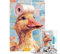 Puzzle per adulti da 1000 pezzi con anatra e cappello di carta igienica gioco educativo e stimolante ideale per rilassarsi e migliorare la memoria regalo di compleanno (dimensioni 38x52cm)