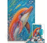 Puzzle per adulti da 1000 pezzi con animali che saltano e delfini, gioco pratico, divertente e spiritoso, ideale come idea regalo con Babbo Natale 38x26cm