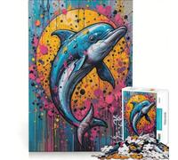 Puzzle per adulti da 1000 pezzi con animali che saltano e delfini, un gioco pratico, divertente e spiritoso, perfetto come idea regalo con Babbo Natale 50x75cm