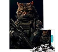 Puzzle per adulti da 1000 pezzi con animali soldati e gatti gioco impossibile gioco educativo sfida giocattolo regalo di compleanno migliora la memoria (dimensioni 38x26cm)