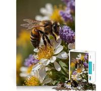 Puzzle per adulti da 1000 pezzi con ape su fiore bianco,taglio preciso,divertente gioco per allenare la mente,regalo,relax,divertimento,decorazione natalizia da parete (50x75cm)