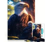 Puzzle per adulti da 1000 pezzi con aquila calva e pulcino,bordo perfetto,divertente gioco per allenare la mente,scena natalizia accogliente e divertente (38x52cm)