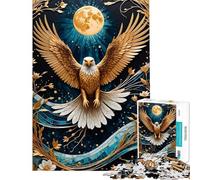 Puzzle per adulti da 1000 pezzi con aquila dorata e luna motivo Kintsugi Gioco rilassante antistress ideale come regalo per tutta la famiglia (dimensioni 38x26cm)