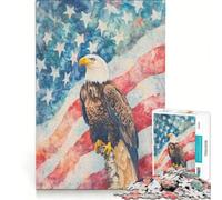 Puzzle per adulti da 1000 pezzi con aquile calve, tema patriottico, giocattolo fai-da-te, migliora la memoria, ideale come regalo per tutta la famiglia 38x52cm
