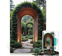 Puzzle per adulti da 1000 pezzi con archi di mattoni in un giardino lussureggianteBordo fineGioco creativo divertente per concentrarsi e rilassarsiRegalo di compleanno divertente (38x26cm)