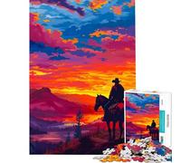 Puzzle per adulti da 1000 pezzi con Arthur Morgan e un tramonto gioco educativo stimolante per l'intelletto ideale come regalo di Babbo Natale segreto o antistress (dimensioni 38x26cm)