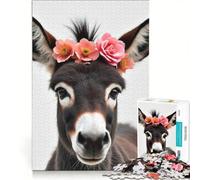Puzzle per adulti da 1000 pezzi con asino e corona di fiori, gioco pratico, ideale per passare il tempo durante le vacanze, con poster e foglio di curiosità abbinati 50x75cm