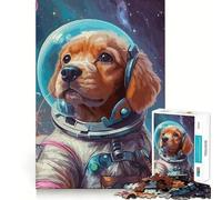 Puzzle per adulti da 1000 pezzi con astronauta,cane Corgi e spazio,gioco di assemblaggio,divertente e stimolante per il relax,ideale per compleanni (50x75cm)