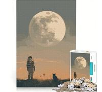 Puzzle per adulti da 1000 pezzi con astronauta che osserva il cielo e la luna, gioco educativo, attività divertenti da fare a casa, ideale per compleanni e Natale 50x75cm
