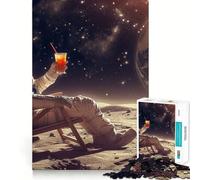 Puzzle per adulti da 1000 pezzi con astronauta che prende il sole sulla luna,ritaglio preciso,attività per la mente,gioco divertente e rilassante,decorazione natalizia per la casa (38x52cm)
