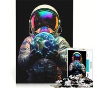 Puzzle per adulti da 1000 pezzi con astronauta che tiene in mano la Terra, giocattolo antistress, interazione genitore-figlio, compleanni e altre occasioni 38x52cm