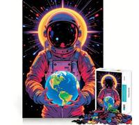 Puzzle per adulti da 1000 pezzi con astronauta che tiene in mano la Terra Gioco di assemblaggio,gioco di logica,divertente e rilassante,ideale per compleanni (38x26cm)