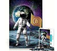 Puzzle per adulti da 1000 pezzi con astronauta e Bitcoin nello spazio,gioco di assemblaggio,gioco di logica,divertente e rilassante,ideale per compleanni (38x52cm)
