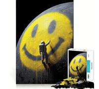 Puzzle per adulti da 1000 pezzi con astronauta e graffiti sulla Luna Opera d'arte con ritagli precisi Attività cerebrale,divertente e rilassante Gioco di Natale per la casa (38x26cm)