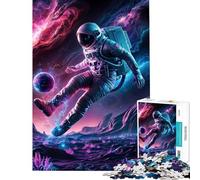 Puzzle per adulti da 1000 pezzi con astronauta e pallone da calcio umorismo antistress difficile aiuta ad allenare la mente (dimensioni 38x52cm)