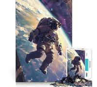 Puzzle per adulti da 1000 pezzi con astronauta e poster della Terra,incastro perfetto,regalo per giocare in modo intelligente,gioco lento,regalo di Natale (38x26cm)