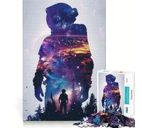 Puzzle per adulti da 1000 pezzi con astronauta,galassia e silhouette,taglio preciso,divertente,logico,gioco di abilità,relax,divertimento,compleanno,regalo per la mente (50x75cm)