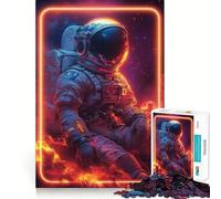 Puzzle per adulti da 1000 pezzi con astronauta in cornice al neon,decorazione elegante,gioco stimolante per la mente,ideale per momenti di relax e come regalo di compleanno (50x75cm)