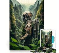 Puzzle per adulti da 1000 pezzi con astronauta nella giungla,taglio di alta qualità,gioco divertente e stimolante,ideale per momenti di svago e relax,regalo di Natale (38x52cm)