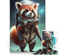 Puzzle per adulti da 1000 pezzi con astronauta,panda rosso nello spazio,gioco di squadra,sfida mentale,divertimento e tranquillità,decorazione natalizia per la casa (38x26cm)