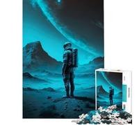 Puzzle per adulti da 1000 pezzi con astronauti e allunaggio gioco interattivo e stimolante ideale come regalo per uomini e donne antistress (dimensioni 38x52cm)