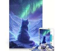Puzzle per adulti da 1000 pezzi con aurora boreale gatto e luci dell'alba ideale per rilassarsi passare il tempo durante le vacanze o semplicemente per passare il tempo un regalo perfetto
