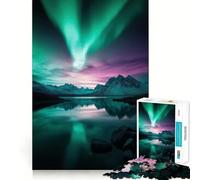 Puzzle per adulti da 1000 pezzi con aurora boreale sulle montagne,gioco a incastro preciso,stimolante per la mente,gioco gratuito,scena natalizia (38x52cm)