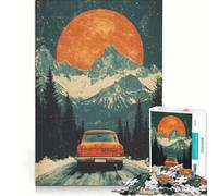 Puzzle per adulti da 1000 pezzi con auto d'epoca e paesaggio montano gioco pratico per le vacanze a casa ideale per passare il tempo e rafforzare l'amore tra le coppie 38x52cm