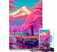 Puzzle per adulti da 1000 pezzi con auto e fiori di ciliegio,decorazione per un perfetto equilibrio tra forma e dimensioni,gioco per allenare la mente,divertimento e svago,regalo di Natale (38x26cm)