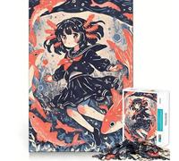 Puzzle per adulti da 1000 pezzi con axolotl e ragazza anime,taglio preciso,arte,gioco di abilità,relax,regalo di Natale (50x75cm)