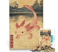 Puzzle per adulti da 1000 pezzi con axolotl,stampa su legno giapponese,taglio liscio,arte,gioco di allenamento mentale,divertimento per il tempo libero,regalo di compleanno (38x52cm)