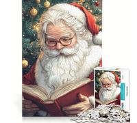 Puzzle per adulti da 1000 pezzi con Babbo Natale che legge un libro di Natale Divertente gioco impossibile migliora la memoria con pezzi di forma casuale che si incastrano perfettamente 50x75cm