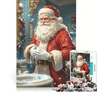 Puzzle per adulti da 1000 pezzi con Babbo Natale che si lava le mani gioco impossibile migliora la memoria con pezzi di forma casuale completamente ad incastro 38x26cm