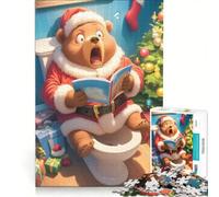 Puzzle per adulti da 1000 pezzi con Babbo Natale e orsetto sorpresi Gioco pratico divertente e spiritoso Collezione d'artista Belle Arti 50x75cm