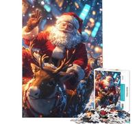 Puzzle per adulti da 1000 pezzi con Babbo Natale sulla slitta Divertimento natalizio a casa attività per migliorare la memoria e rilassarsi adatto a partire dai 14 anni (50x75cm)