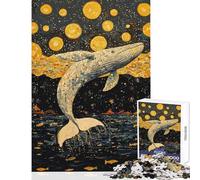 Puzzle per adulti da 1000 pezzi con balena che salta tra le stelle gioco per famiglie giocattolo divertente decorazione da parete adatto per la scrivania (50x75cm)
