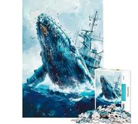 Puzzle per adulti da 1000 pezzi con balena e nave che emerge dall'acqua Esercizio stimolante per la mente donne e famiglie Adatto a partire dai 14 anni (38x26cm)