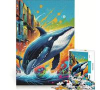 Puzzle per adulti da 1000 pezzi con balena, gioco divertente per tutta la famiglia, con pezzi di forma casuale che si incastrano perfettamente 38x26cm