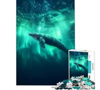 Puzzle per adulti da 1000 pezzi con balena megattera sotto l'aurora boreale nell'oceano Gioco per famiglie giocattolo avvincente per coltivare la pazienza regalo per donne uomini e attività per tutta