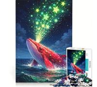 Puzzle per adulti da 1000 pezzi con balena rossa e stelle gioco rompicapo difficile compleanno e Natale 38x52cm