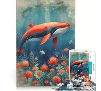 Puzzle per adulti da 1000 pezzi con balena rossa sott'acqua giocattolo educativo ideale per passare il tempo durante le vacanze regalo di compleanno regalo 50x75cm