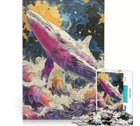 Puzzle per adulti da 1000 pezzi con balene oceano pittura divertimento relax stimolante lista dei desideri con Babbo Natale 38x52cm