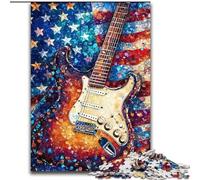 Puzzle per adulti da 1000 pezzi con bandiera americana e chitarra, gioco rompicapo per adolescenti, regalo perfetto per una serata di giochi in famiglia, 50x75cm