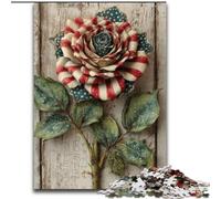 Puzzle per adulti da 1000 pezzi con bandiera americana e rose, in legno, gioco rompicapo per adolescenti, regalo perfetto per una serata di giochi in famiglia (dimensioni 50x75cm)