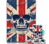 Puzzle per adulti da 1000 pezzi con bandiera britannica e teschio, stimolanti giochi di attività per famiglie, giocattolo fai da te per decorare le pareti di casa (dimensioni 38x26cm)