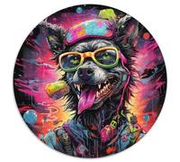 Puzzle per adulti da 1000 pezzi con barboncino psichedelico, interazione familiare e regalo divertente, design astratto vibrante (67,5x67,5 cm)